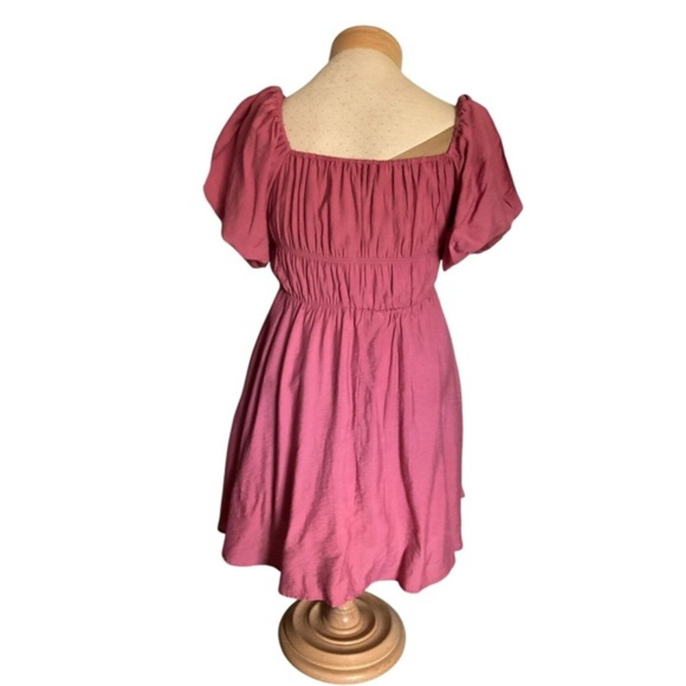 Mi Ami for Francesca's Mauve Pink Puff Sleeve Smocked Mini Dress Juniors L New - Picture 4 of 15